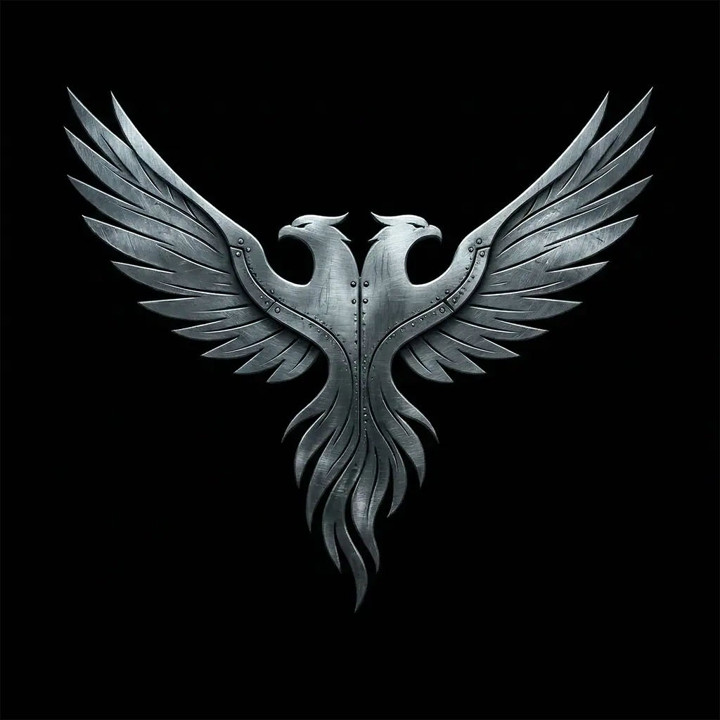 Takeover double-headed phoenix AI logo 1